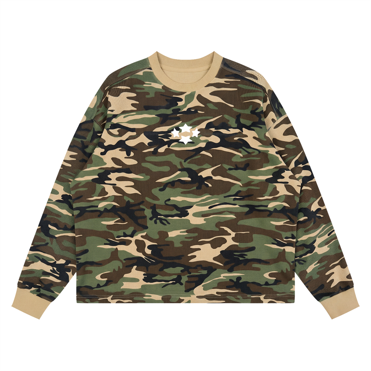Camo Waffle Knit Long Sleeve